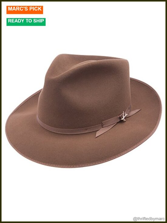 Fur Felt Fedora Hat with Grosgrain Hatband & Airplane Hat Pin